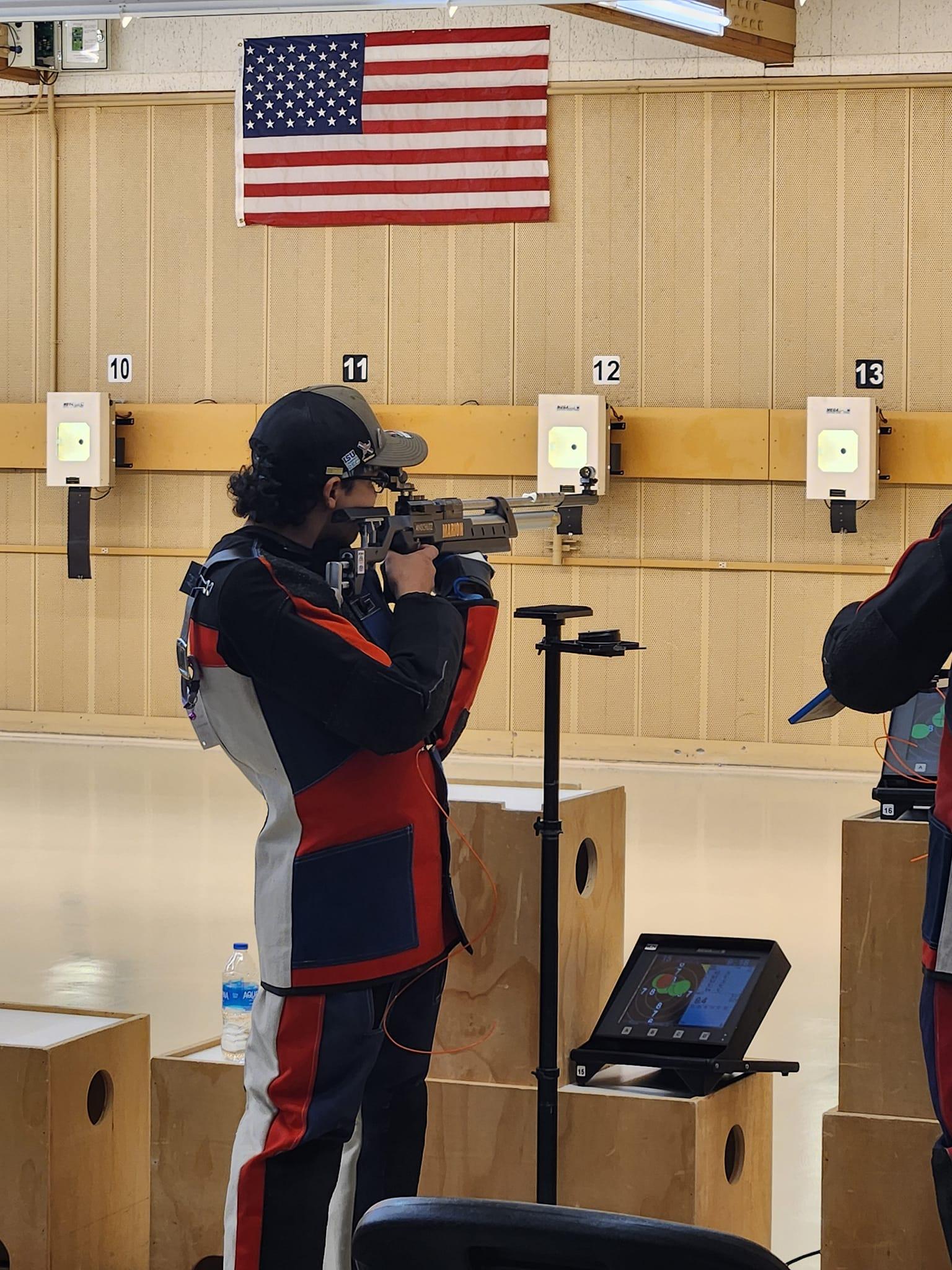 Marion High School JROTC Cadet Andersson Guevara takes careful aim during the Junior Olympics held at the Olympic Training Facility in Colorado Springs. Guevara, a sophomore, is one of only four Marion marksmen to ever qualify to compete at this prestigious competition. 